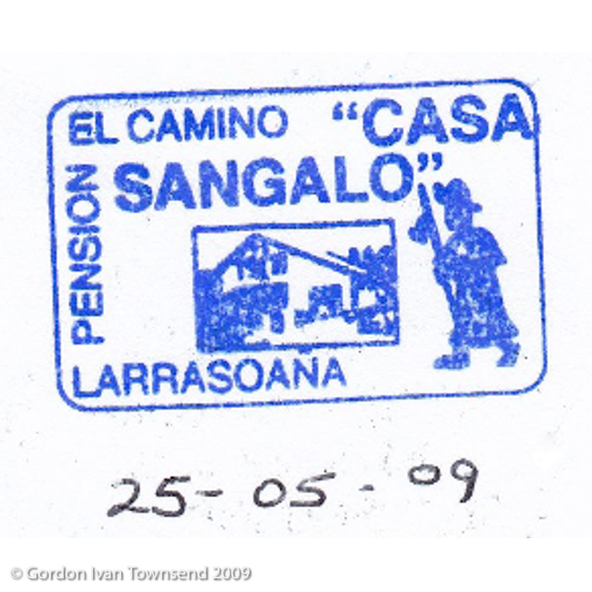 Pilgrim's Stamp: "EL CAMINO - PENSION - 'CASA SANGALO' - LARRASOAÑA" - Larrasoaña - Day 3