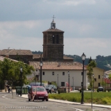 View SW from C/ San Bartolomé (El Camino) towards bell-tower of Iglesia de San Esteban - Muruzábal - Day 4